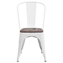 Amsterdam Metal Dining Chair With Curved Vertical Slatted Back And Textured Wooden Seat