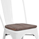Amsterdam Metal Dining Chair With Curved Vertical Slatted Back And Textured Wooden Seat
