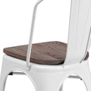 Amsterdam Metal Dining Chair With Curved Vertical Slatted Back And Textured Wooden Seat