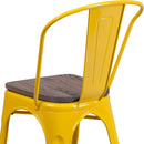 Amsterdam Metal Dining Chair With Curved Vertical Slatted Back And Textured Wooden Seat