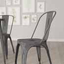 Banks Indoor/Outdoor Stacking Metal Dining Chair with Single Slat Back and Distressed Powder Coated Finish