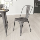 Banks Indoor/Outdoor Stacking Metal Dining Chair with Single Slat Back and Distressed Powder Coated Finish