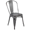 Banks Indoor/Outdoor Stacking Metal Dining Chair with Single Slat Back and Distressed Powder Coated Finish