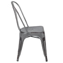 Banks Indoor/Outdoor Stacking Metal Dining Chair with Single Slat Back and Distressed Powder Coated Finish