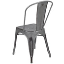 Banks Indoor/Outdoor Stacking Metal Dining Chair with Single Slat Back and Distressed Powder Coated Finish