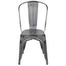Banks Indoor/Outdoor Stacking Metal Dining Chair with Single Slat Back and Distressed Powder Coated Finish