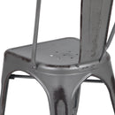 Banks Indoor/Outdoor Stacking Metal Dining Chair with Single Slat Back and Distressed Powder Coated Finish