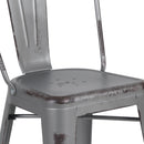 Sabine 24" Metal Indoor-Outdoor Counter Stool with Vertical Slat Back and Integrated Footrest