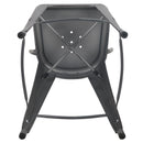 Sabine 24" Metal Indoor-Outdoor Counter Stool with Vertical Slat Back and Integrated Footrest