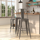 Sabine 30" Metal Indoor-Outdoor Counter Stool with Vertical Slat Back and Integrated Footrest