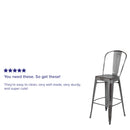 Sabine 30" Metal Indoor-Outdoor Counter Stool with Vertical Slat Back and Integrated Footrest