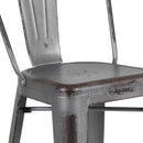 Sabine 30" Metal Indoor-Outdoor Counter Stool with Vertical Slat Back and Integrated Footrest