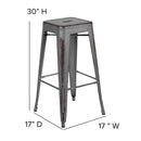 Elba Series Metal 30" Bar Height Stool with Distressed Powder Coated Finish and Integrated Floor Glides