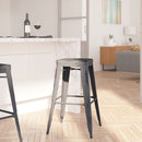 Elba Series Metal 30" Bar Height Stool with Distressed Powder Coated Finish and Integrated Floor Glides