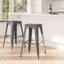 Elba Series Metal 30" Bar Height Stool with Distressed Powder Coated Finish and Integrated Floor Glides