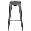 Elba Series Metal 30" Bar Height Stool with Distressed Powder Coated Finish and Integrated Floor Glides