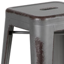 Elba Series Metal 30" Bar Height Stool with Distressed Powder Coated Finish and Integrated Floor Glides