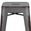 Elba Series Metal 30" Bar Height Stool with Distressed Powder Coated Finish and Integrated Floor Glides