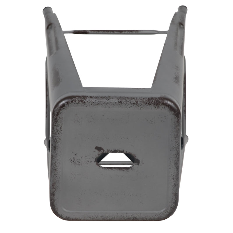 Elba Series Metal 30" Bar Height Stool with Distressed Powder Coated Finish and Integrated Floor Glides