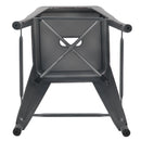Elba Series Metal 30" Bar Height Stool with Distressed Powder Coated Finish and Integrated Floor Glides
