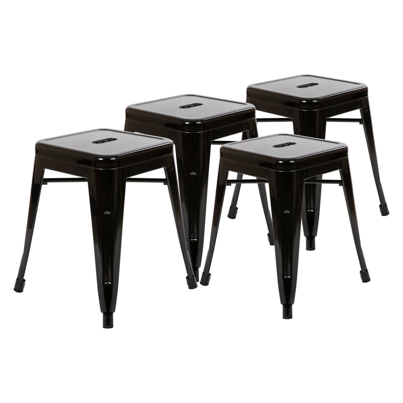 Set of 4 Sloane 18" High Backless Stacking Dining Stools with Durable Metal Frame