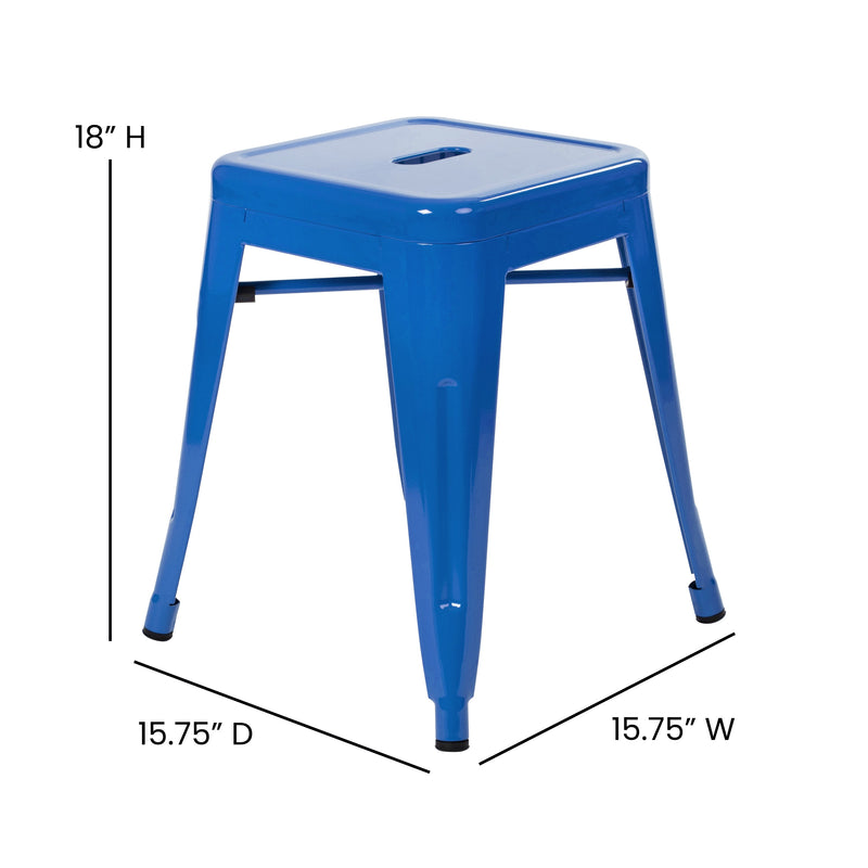 Set of 4 Sloane 18" High Backless Stacking Dining Stools with Durable Metal Frame