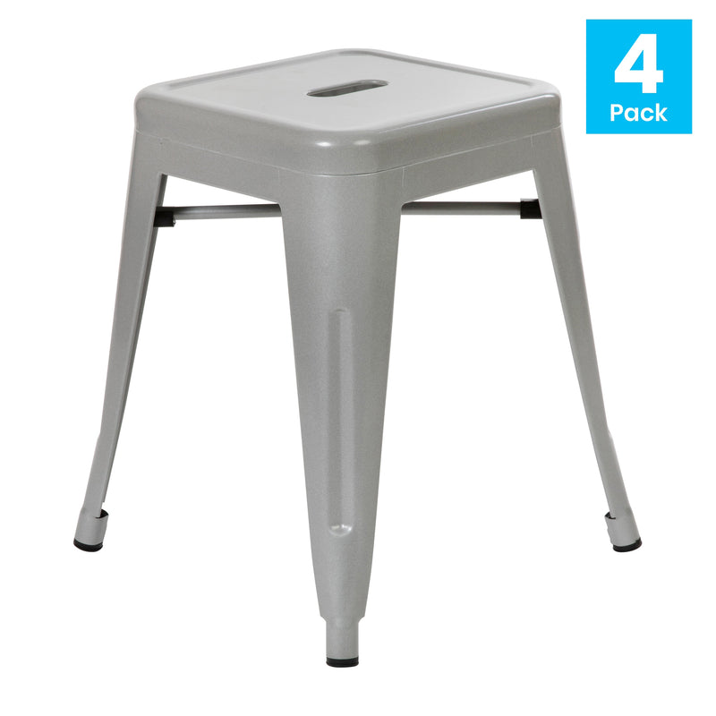 Set of 4 Sloane 18" High Backless Stacking Dining Stools with Durable Metal Frame
