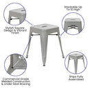 Set of 4 Sloane 18" High Backless Stacking Dining Stools with Durable Metal Frame