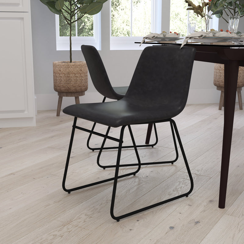 Carrollton 18 inch Faux Leather Bucket Seat Dining Chairs, Set of 2