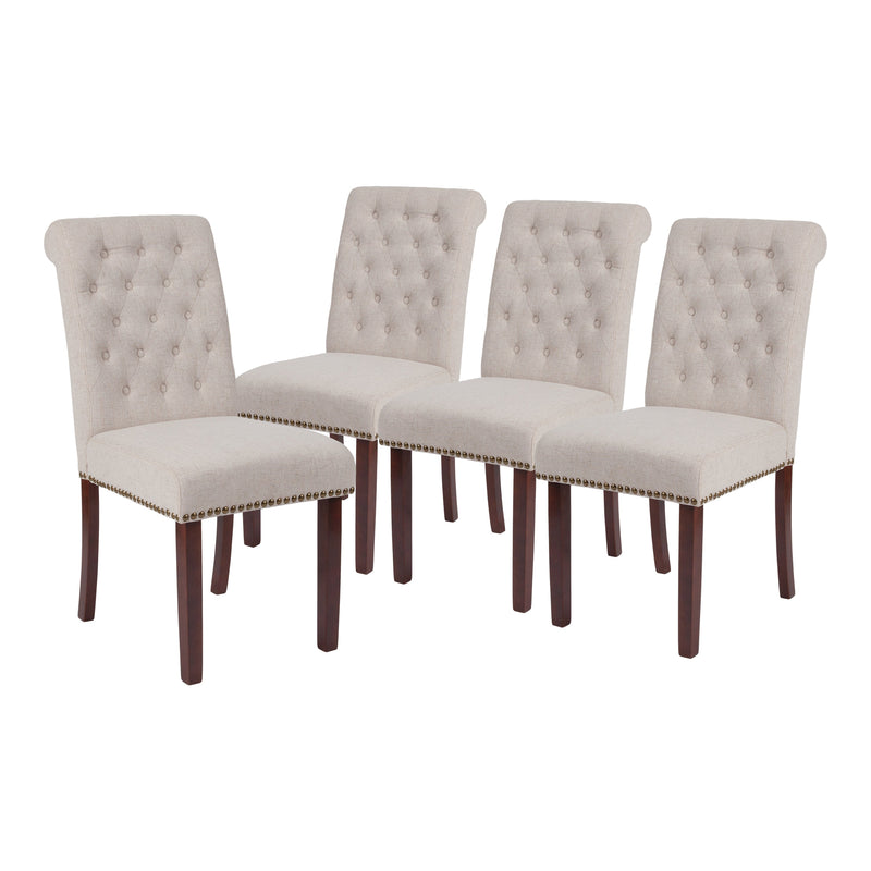 Falmouth Upholstered Parsons Chair with Nailhead Trim - Set of 4