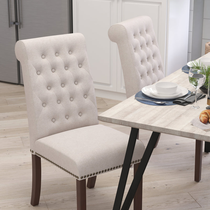 Falmouth Upholstered Parsons Chair with Nailhead Trim - Set of 4