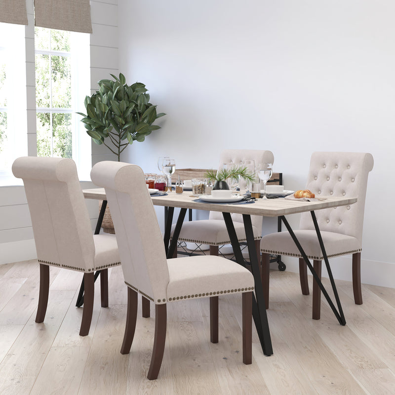 Falmouth Upholstered Parsons Chair with Nailhead Trim - Set of 4