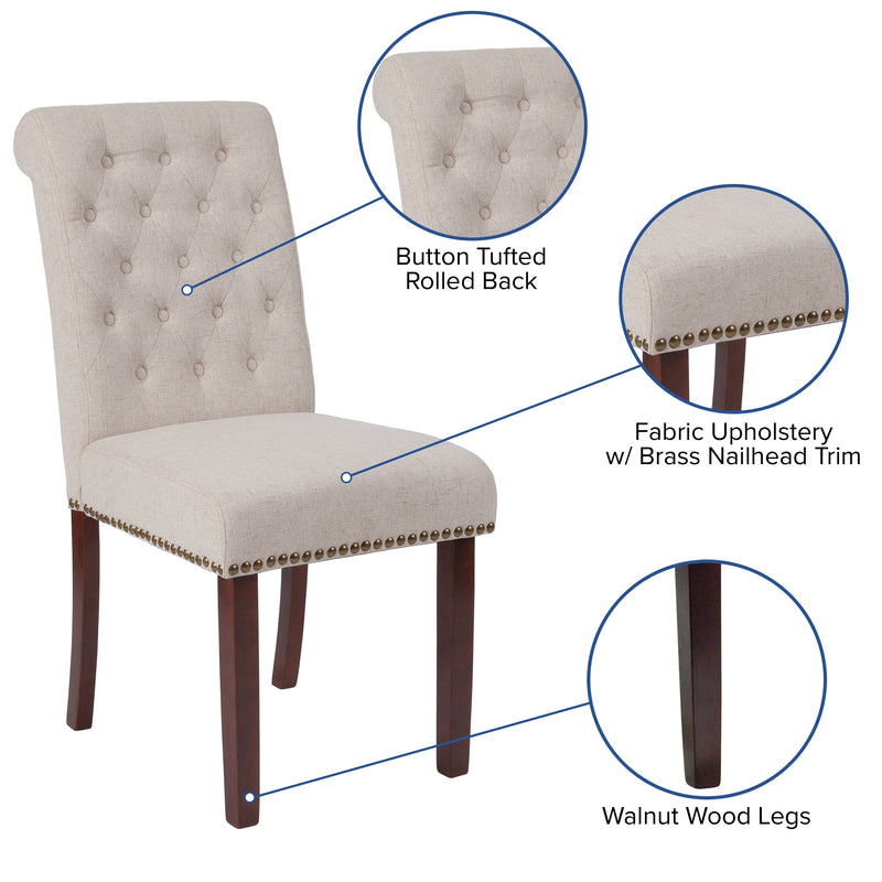Falmouth Upholstered Parsons Chair with Nailhead Trim - Set of 4