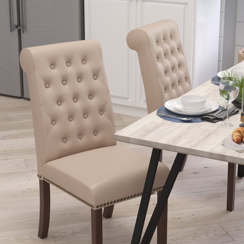 Falmouth Upholstered Parsons Chair with Nailhead Trim - Set of 4