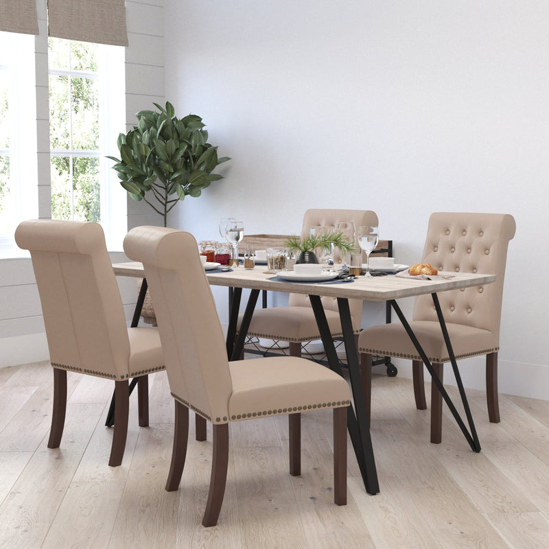 Falmouth Upholstered Parsons Chair with Nailhead Trim - Set of 4