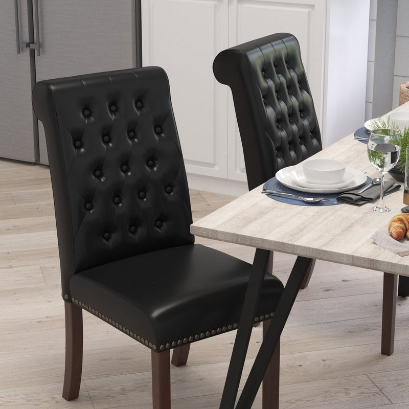 Falmouth Upholstered Parsons Chair with Nailhead Trim - Set of 4