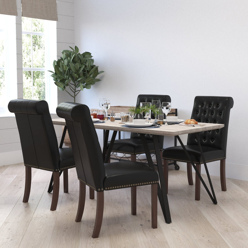 Falmouth Upholstered Parsons Chair with Nailhead Trim - Set of 4