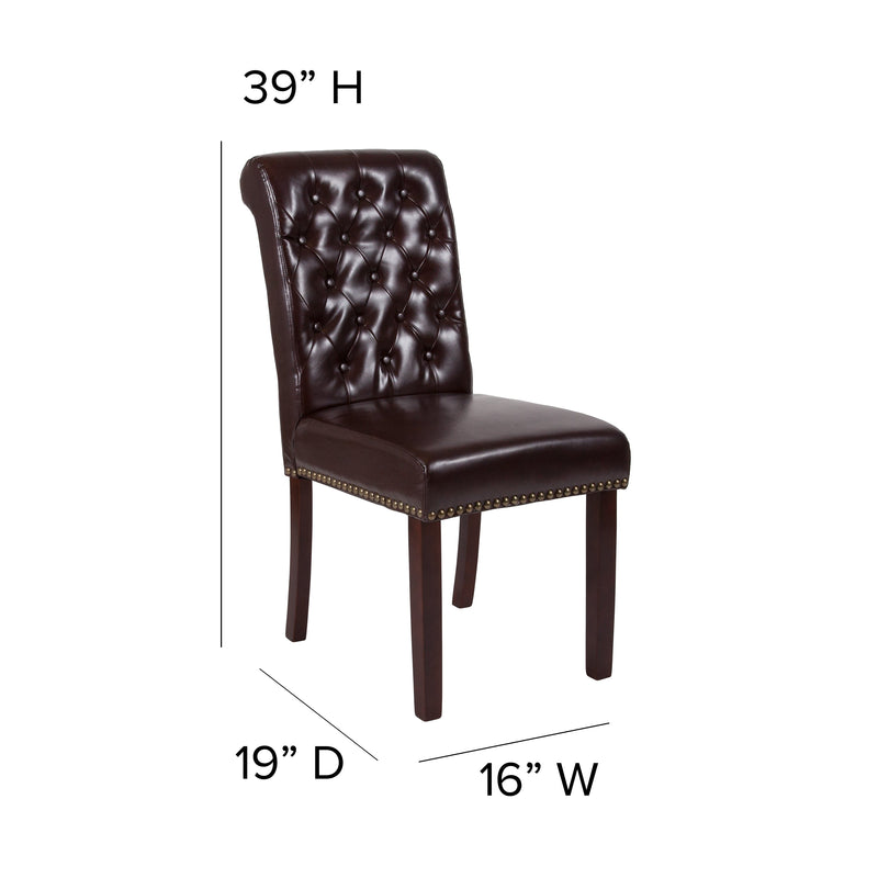 Falmouth Upholstered Parsons Chair with Nailhead Trim - Set of 4