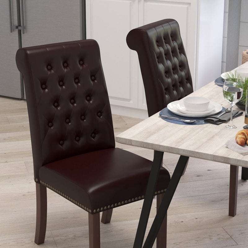 Falmouth Upholstered Parsons Chair with Nailhead Trim - Set of 4