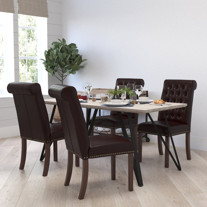 Falmouth Upholstered Parsons Chair with Nailhead Trim - Set of 4