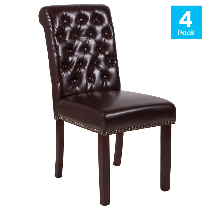 Falmouth Upholstered Parsons Chair with Nailhead Trim - Set of 4