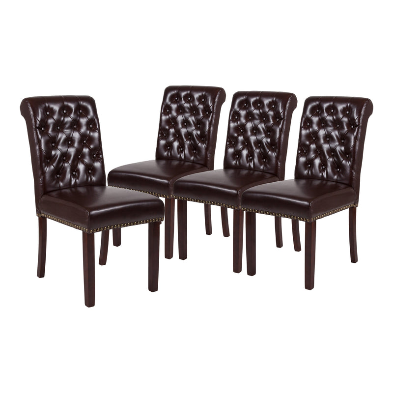 Falmouth Upholstered Parsons Chair with Nailhead Trim - Set of 4