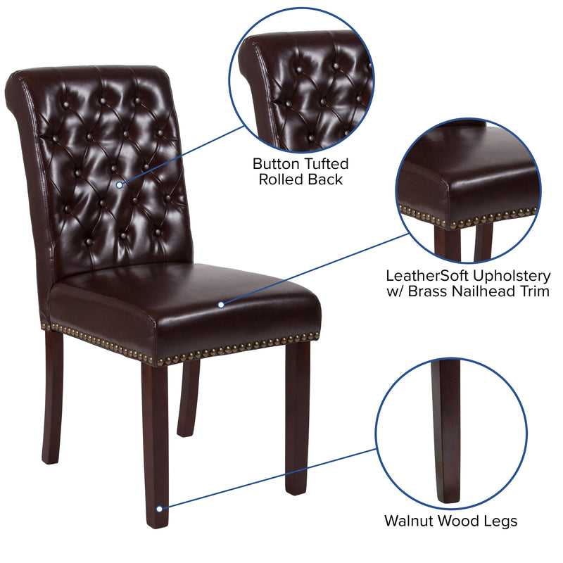 Falmouth Upholstered Parsons Chair with Nailhead Trim - Set of 4