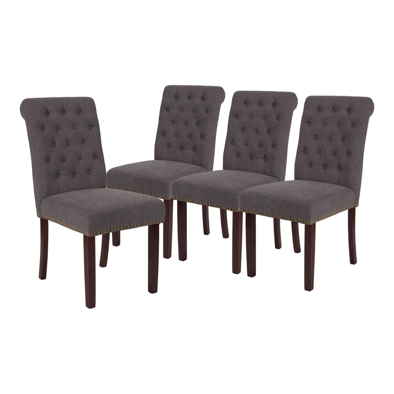 Falmouth Upholstered Parsons Chair with Nailhead Trim - Set of 4