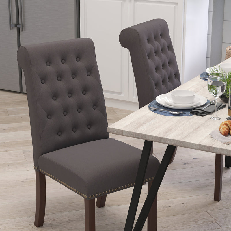 Falmouth Upholstered Parsons Chair with Nailhead Trim - Set of 4