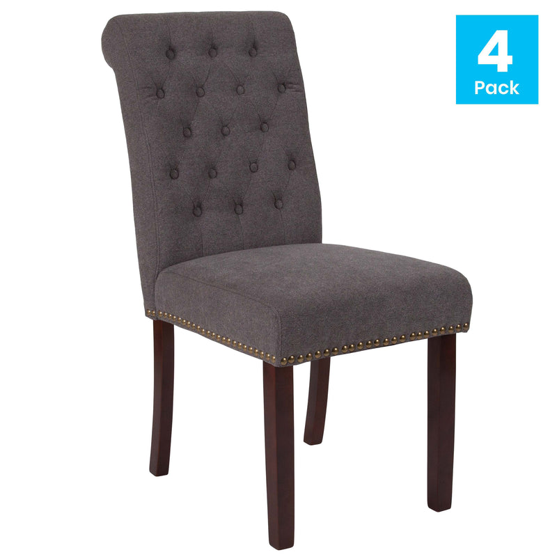 Falmouth Upholstered Parsons Chair with Nailhead Trim - Set of 4