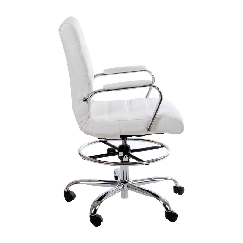 Tevia Mid-Back Drafting Chair with Adjustable Foot Ring Swivel Chair with Chrome Base