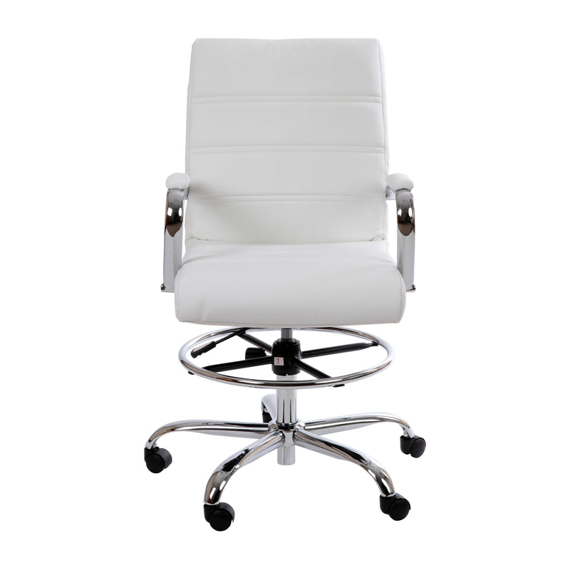 Tevia Mid-Back Drafting Chair with Adjustable Foot Ring Swivel Chair with Chrome Base