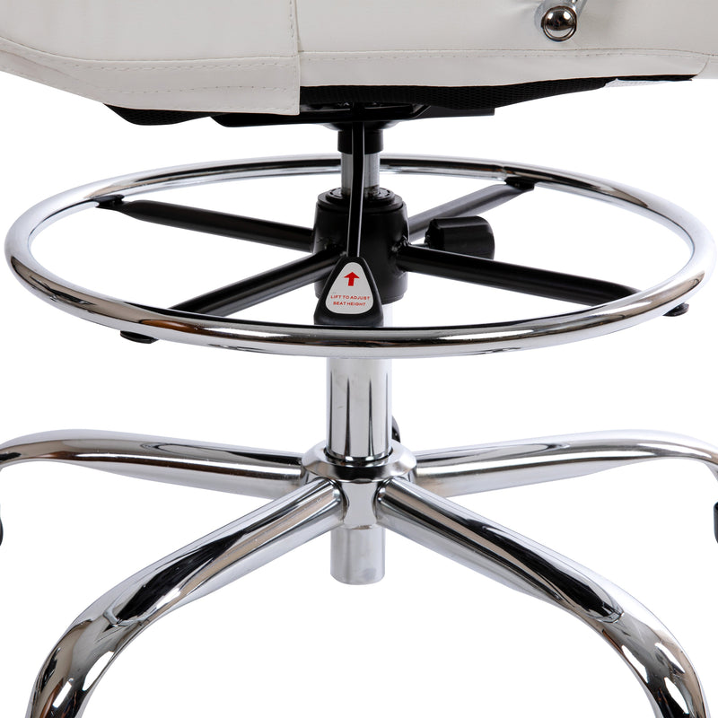 Tevia Mid-Back Drafting Chair with Adjustable Foot Ring Swivel Chair with Chrome Base