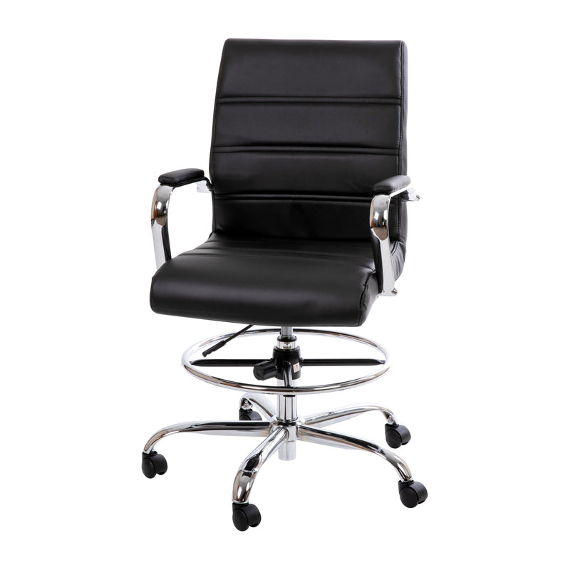 Tevia Mid-Back Drafting Chair with Adjustable Foot Ring Swivel Chair with Chrome Base